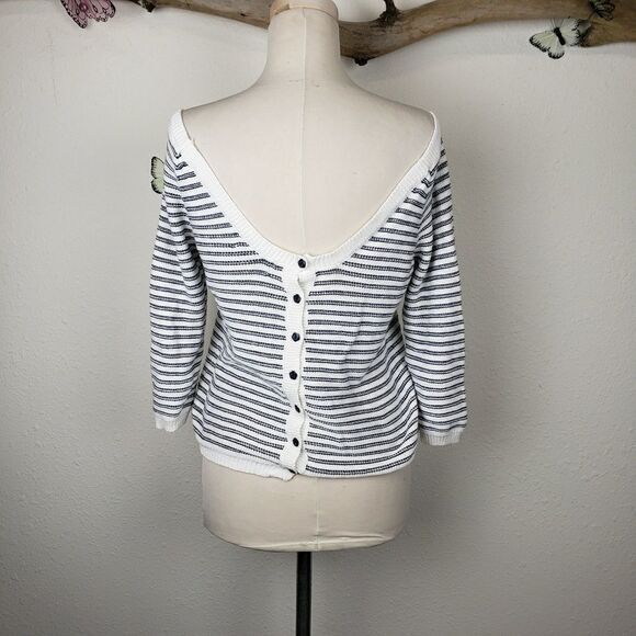 Springfield navy and white striped cardigan - Picture 6 of 8